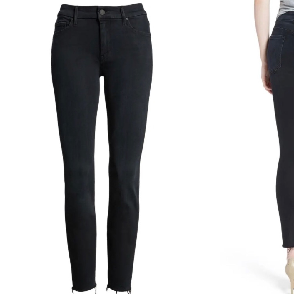 Mother High Waist Looker Blackbird, ankle fray 28